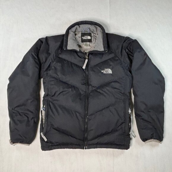 The North Face Black Goose Down Insulated Zip Front Bomber Jacket Womens Medium - Picture 1 of 11
